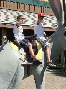 two boys on a jackalope